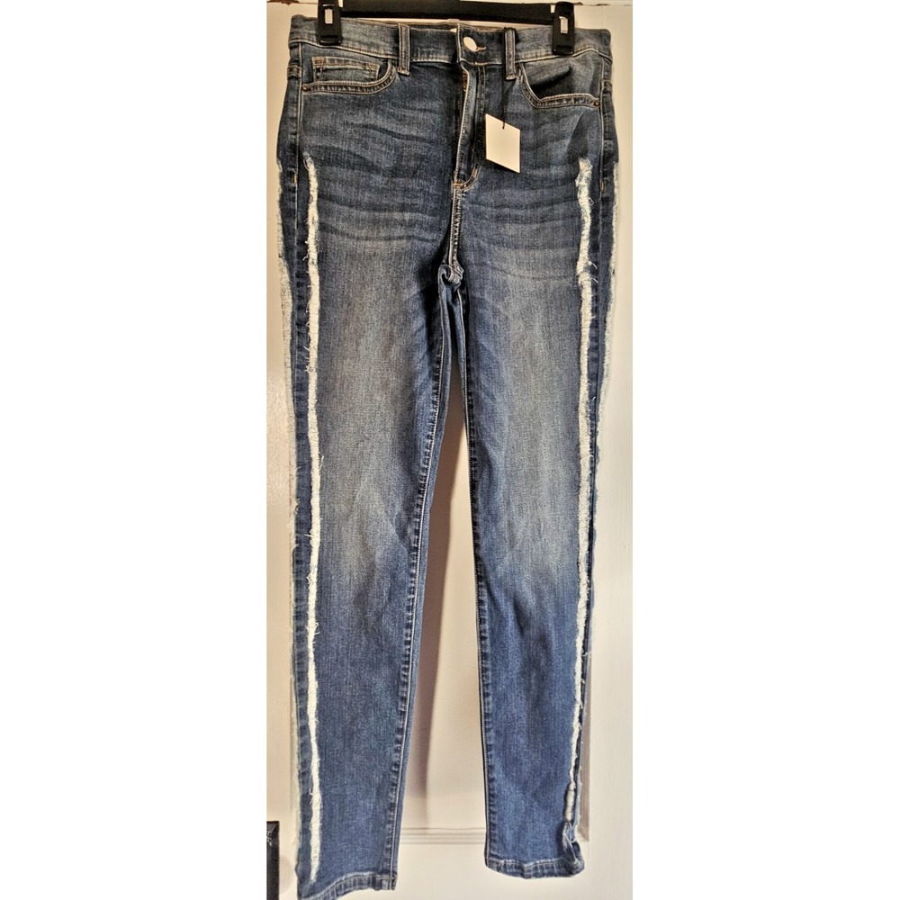 NWT Sneak peek womens 11/w30‎ jeans raw trim sides High Rise blue strechy